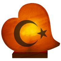 Türk Bayrağı Baskılı Kalp Tuz Lamba